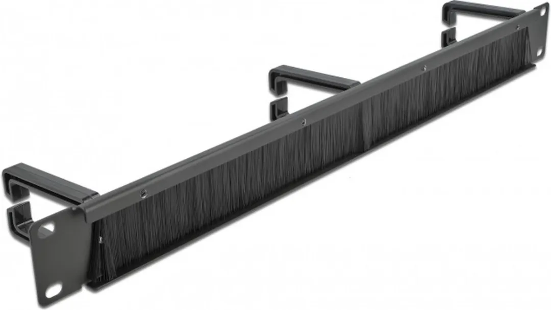 Delock 66488 Kabelbeheersborstelstrook 19" 1U - 3 Haken - Zwart - afbeelding 2 van 3