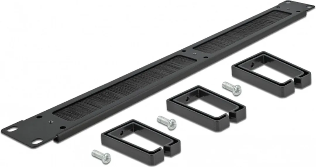 Delock 66488 Kabelbeheersborstelstrook 19" 1U - 3 Haken - Zwart - afbeelding 3 van 3