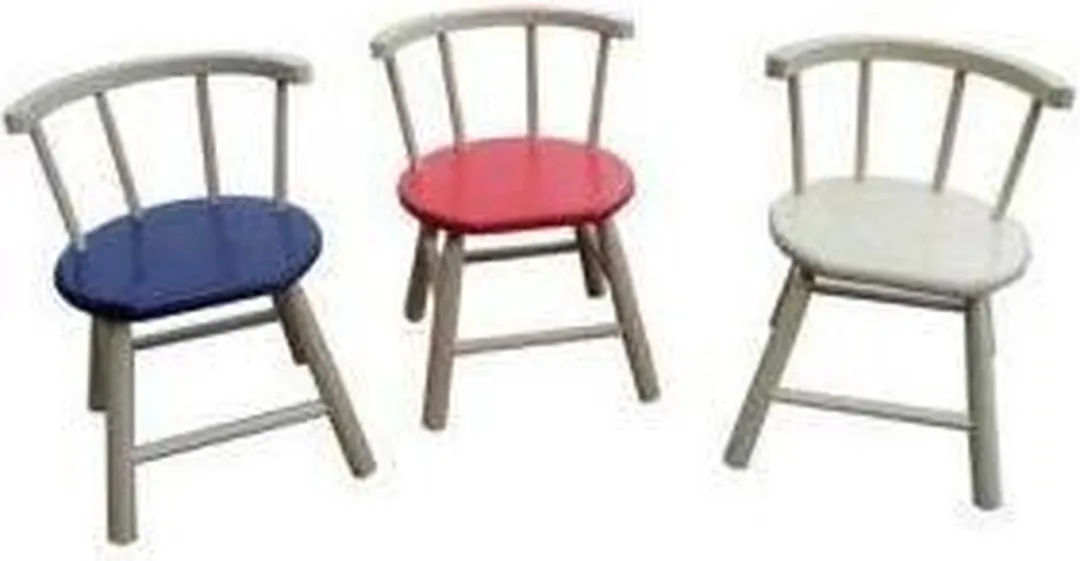 Van Dijk Toys houten kinderstoel gebogen leuning - Naturel hout & wit (Kinderopvang kwaliteit)