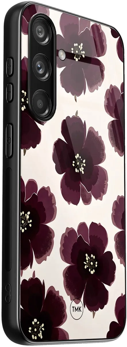 Casevibes Samsung Galaxy S24 Hoesje - Paars - Burgundy Flowers