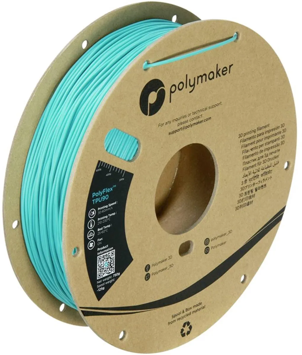Polymaker PolyFlex TPU90 Filament 1.75mm 750g - Blauw-groen