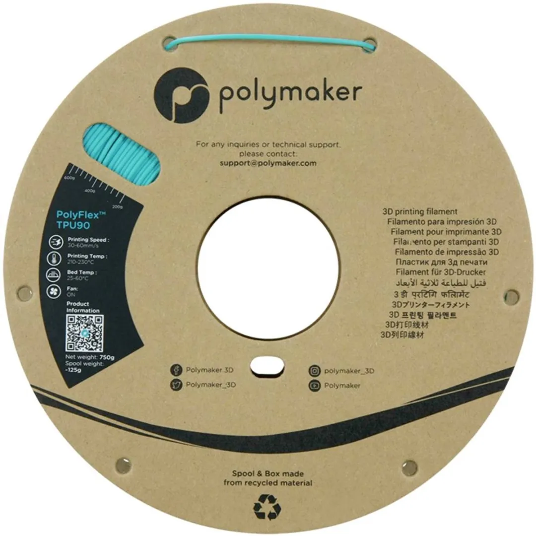 Polymaker PolyFlex TPU90 Filament 1.75mm 750g - Blauw-groen
