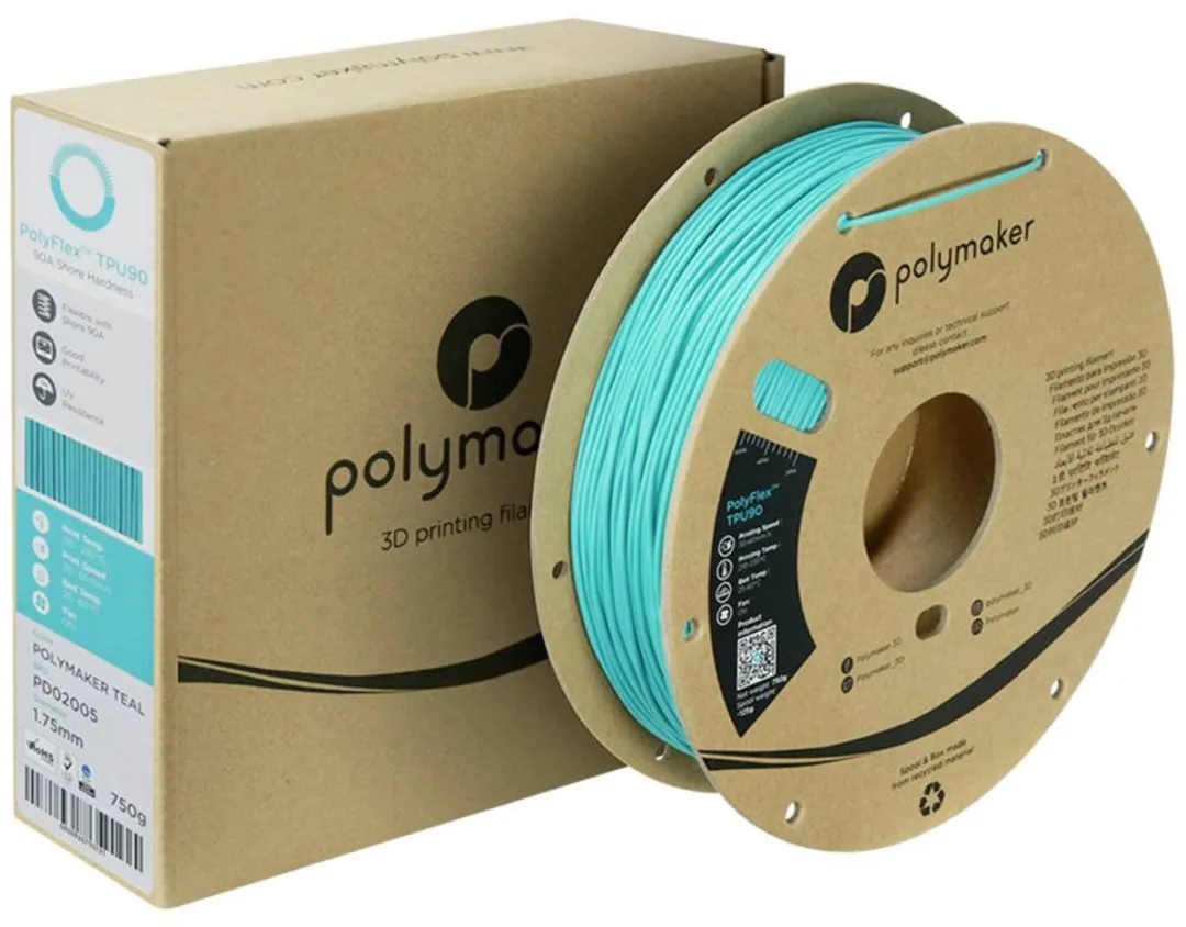 Polymaker PolyFlex TPU90 Filament 1.75mm 750g - Blauw-groen