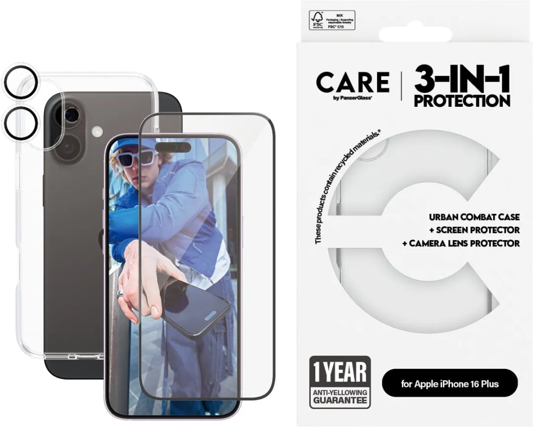 PanzerGlass CARE by PG iPhone 16 Plus 6.7" 3-in-1 Bundle - B1355+2863+1285 - afbeelding 3 van 6