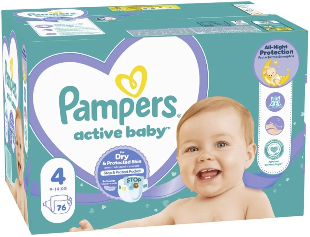 Pampers Baby Dry Maat 4 Luiers - 228 Stuks (3x76)