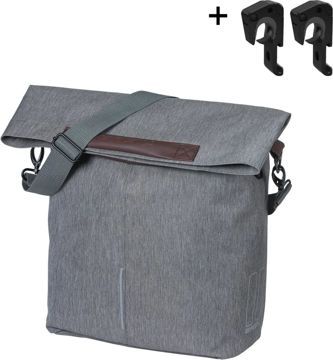Basil City Shopper MIK Hooks Fietstas 16L - Grijs