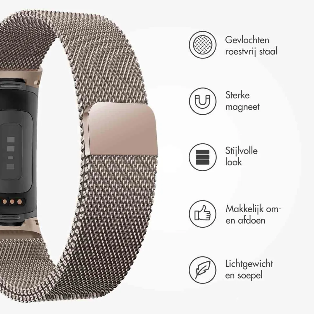 Imoshion Milanees Magnetisch Bandje Fitbit Charge 5 M - Champagne