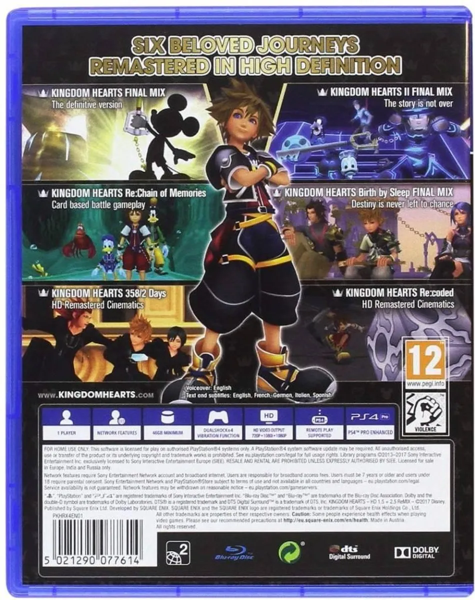 Square Enix Kingdom Hearts HD 1.5 + 2.5 ReMIX PS4