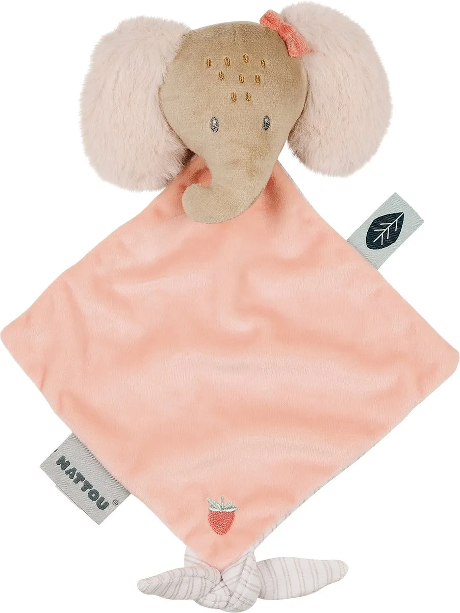 Nattou Ernest & Oli Mini Knuffeldoekje Olifant 19cm Roze