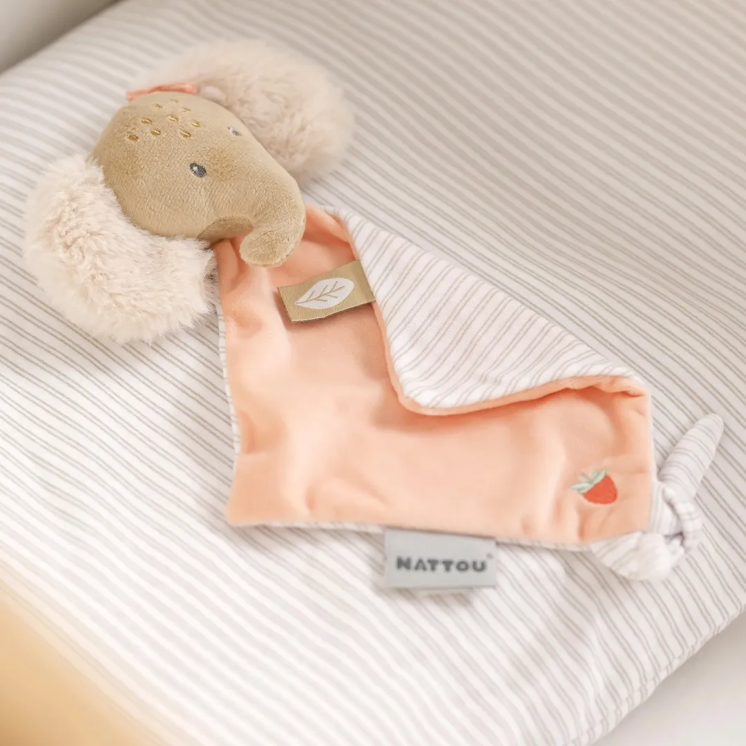 Nattou Ernest & Oli Mini Knuffeldoekje Olifant 19cm Roze