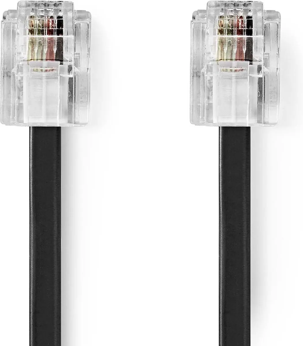 Nedis Telecomkabel RJ11 2.00m - Plat - Goudverguld - Zwart