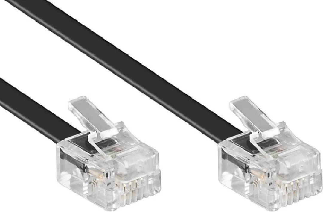 Nedis Telecomkabel RJ11 2.00m - Plat - Goudverguld - Zwart