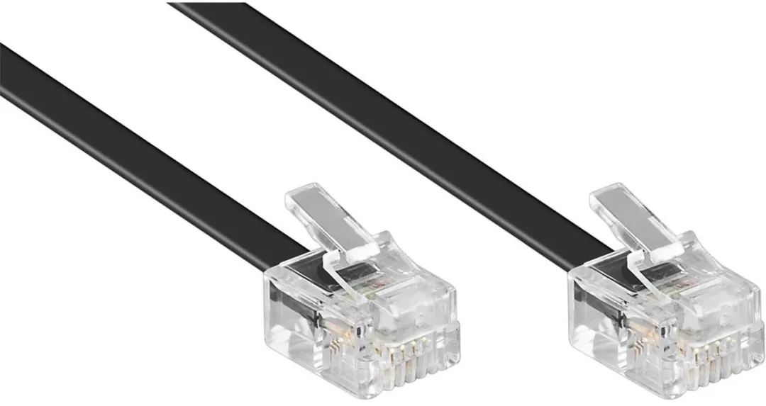 Nedis Telecomkabel RJ11 2.00m - Plat - Goudverguld - Zwart