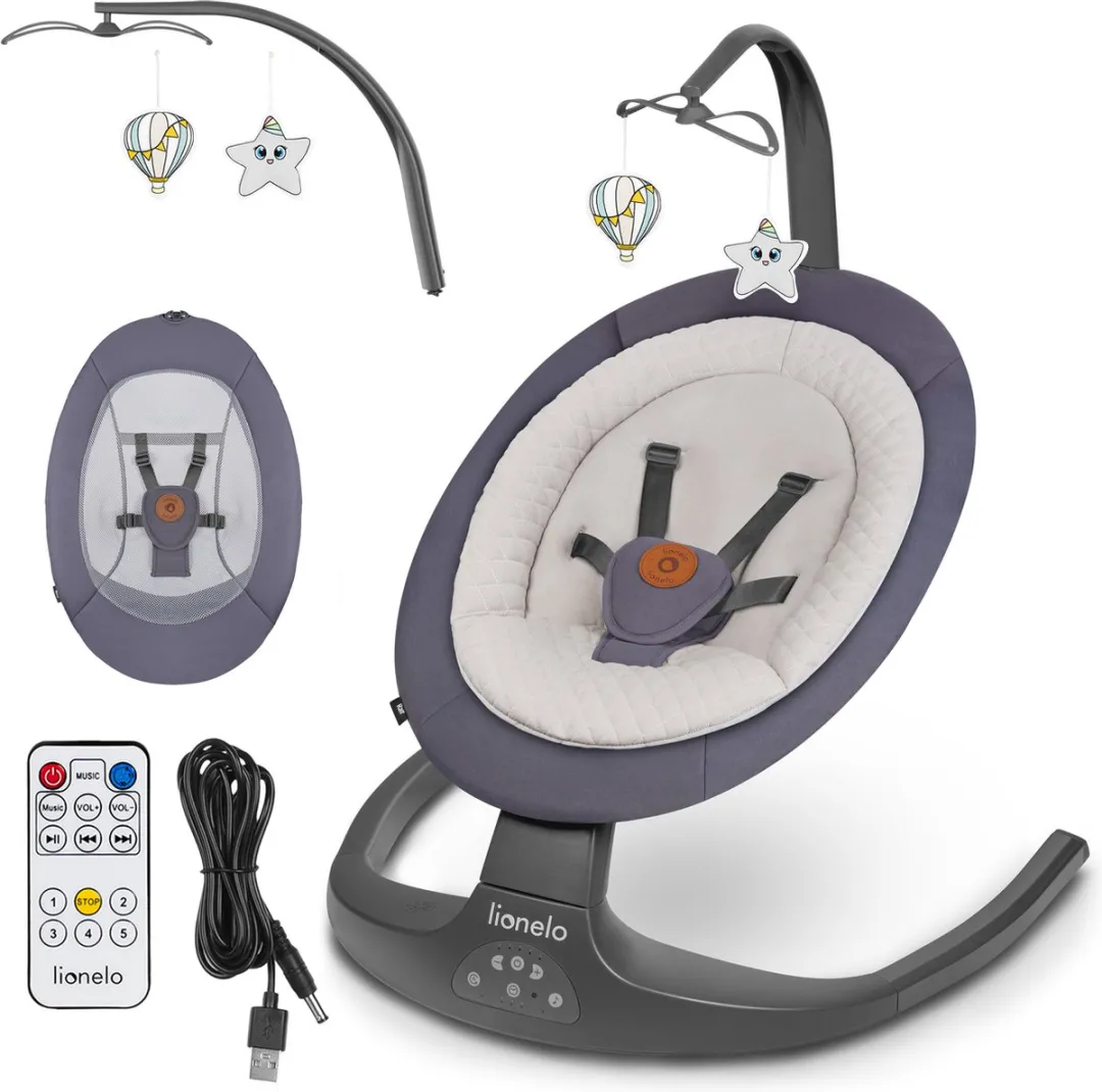 Lionelo Ralf Babyschommel 2-in-1 - 0-9kg - Grijs