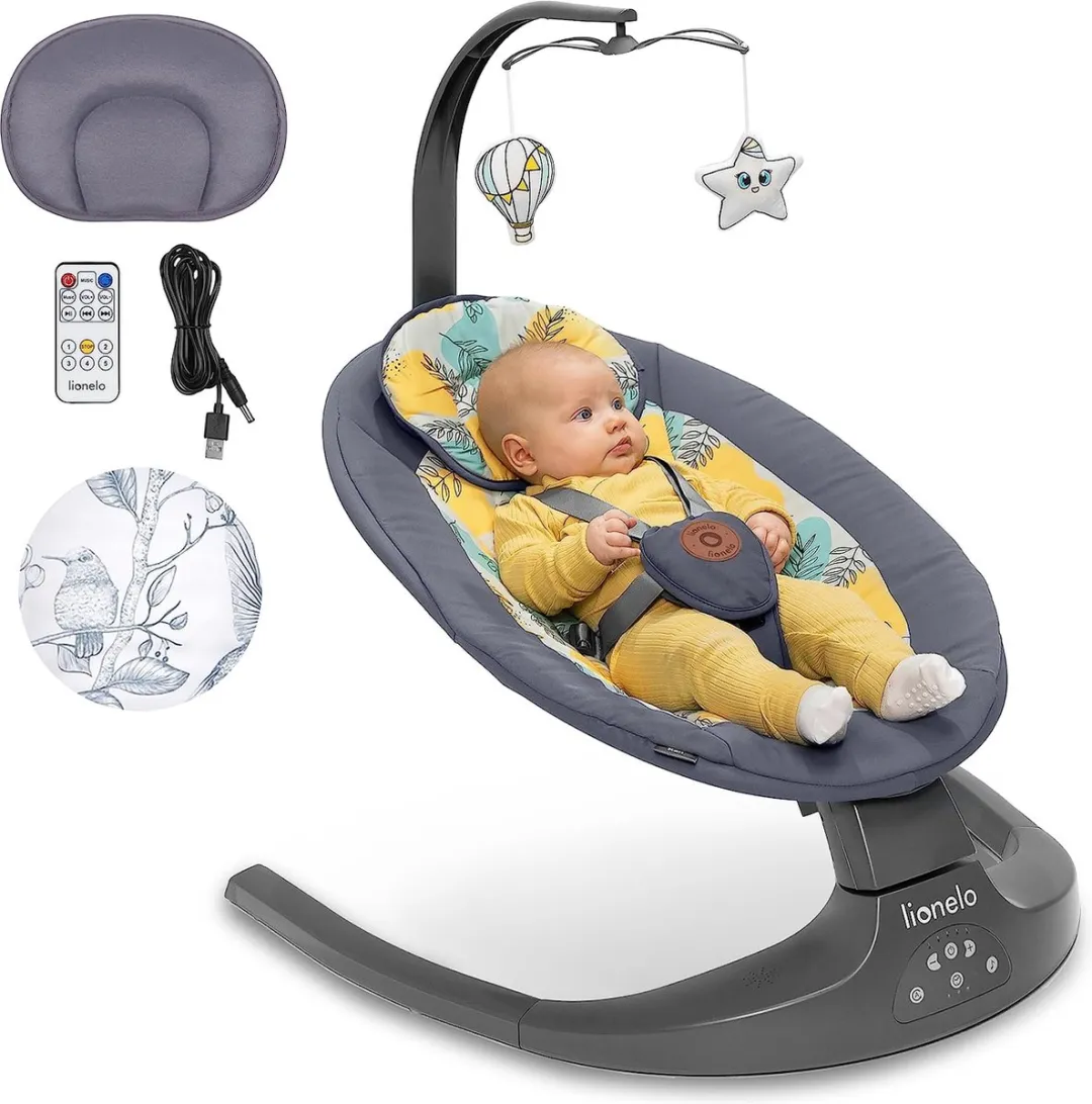 Lionelo Ralf Babyschommel 2-in-1 - 0-9kg - Grijs