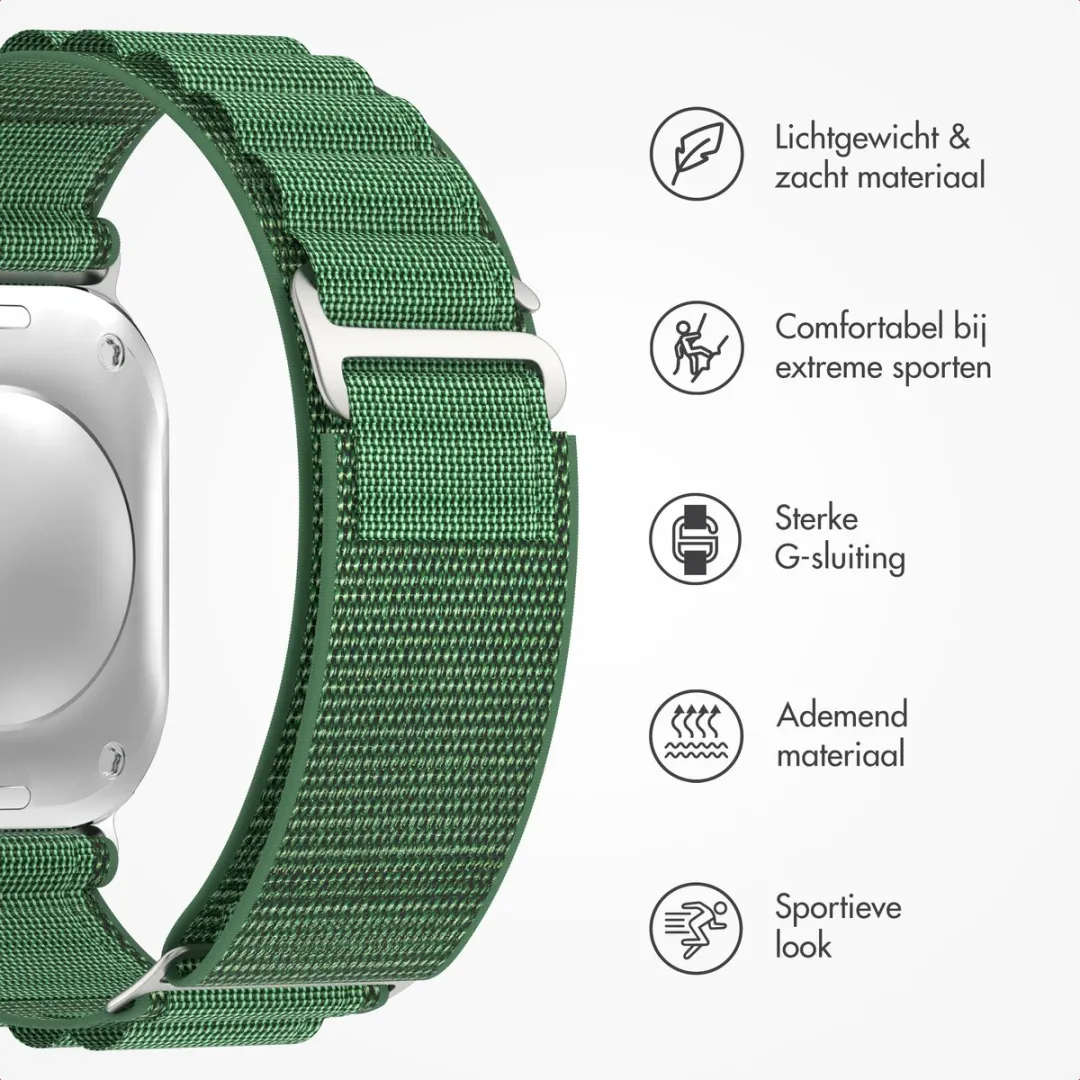 Accezz Nylon Bandje Apple Watch 44-49mm - Groen