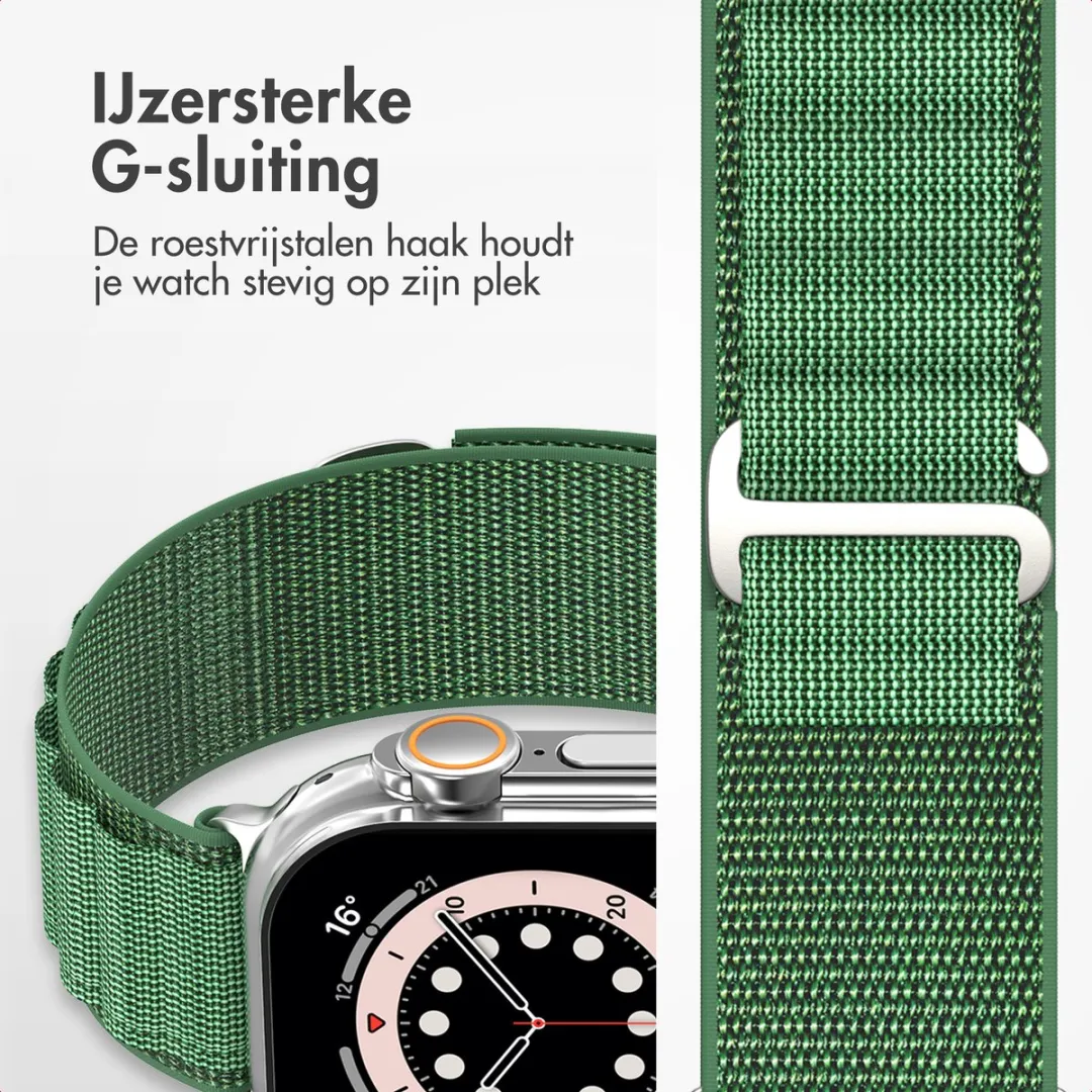 Accezz Nylon Bandje Apple Watch 44-49mm - Groen