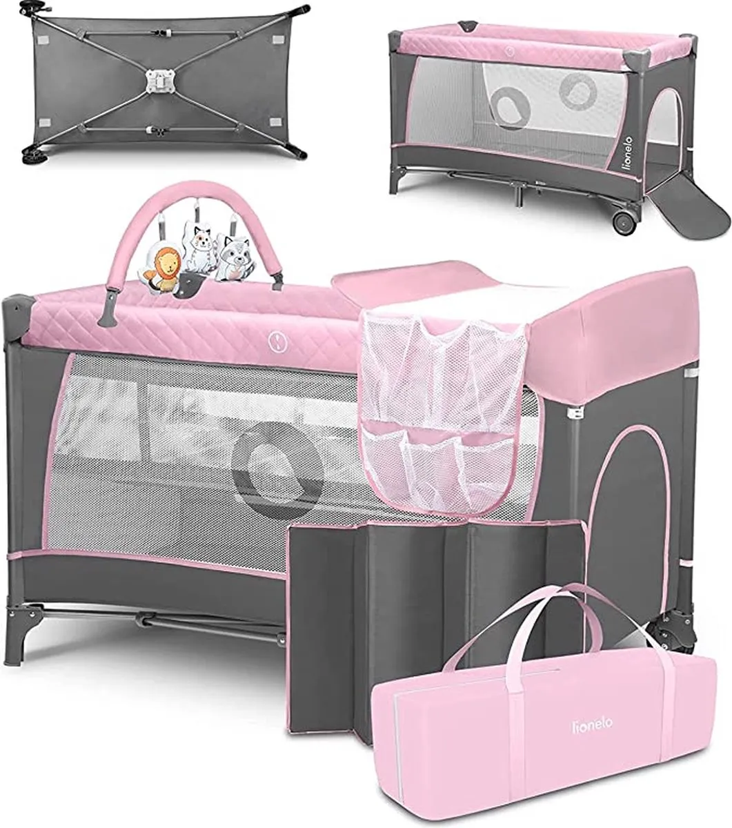 Lionelo Dream’n Play Inklapbaar Campingbedje - Babybedje met muggennet & speelgoed