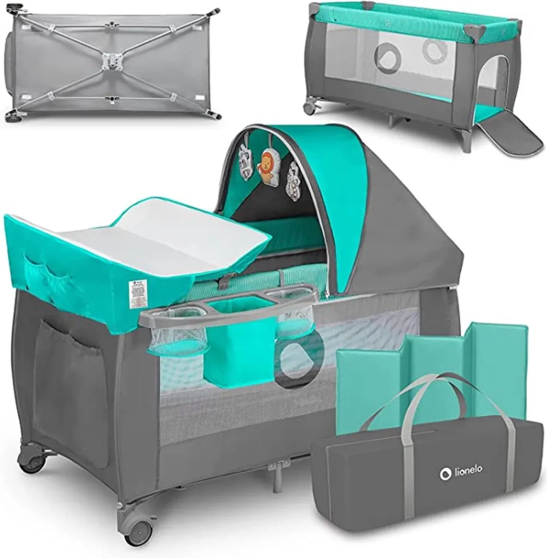 Lionelo Dream’n Play Inklapbaar Campingbedje - Babybedje met muggennet & speelgoed