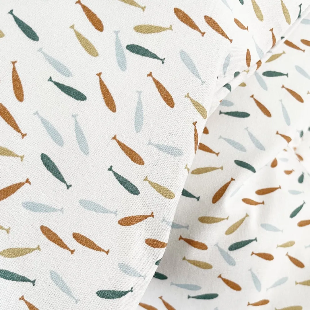 BINK Bedding Dekbedovertrek Fish Naturel 100x135cm