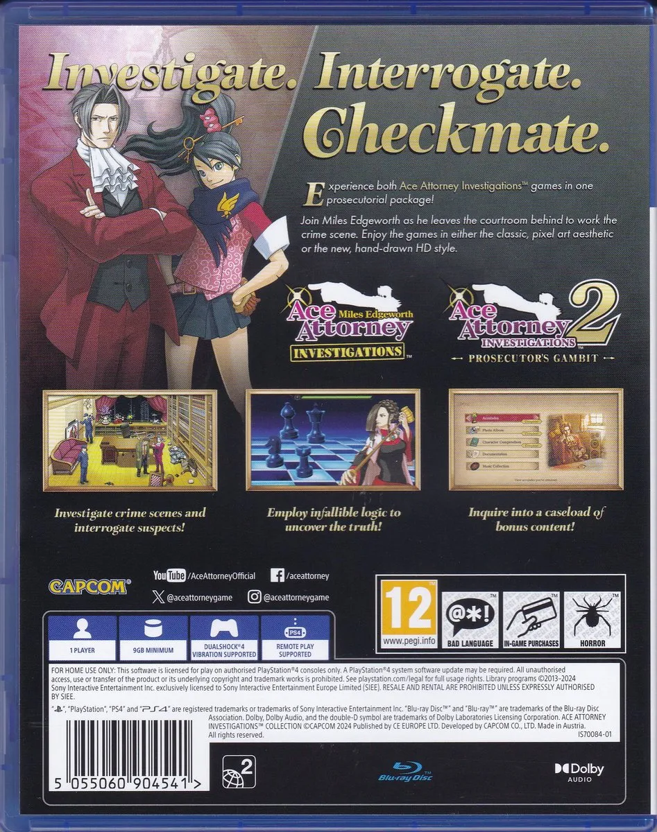 Capcom Ace Attorney Investigations Collection PS4
