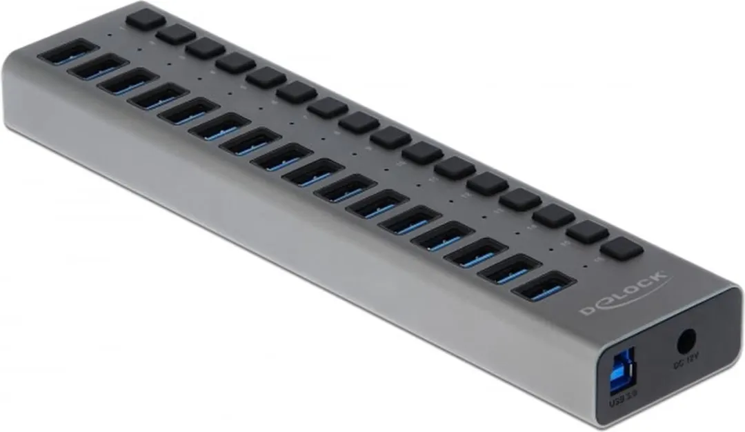 Delock USB Hub 16 Poorten 63739 - Grijs