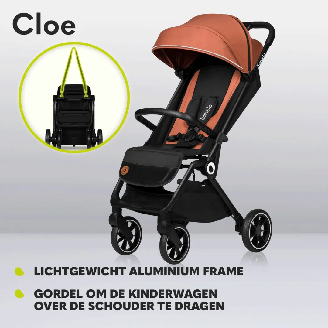 Lionelo Cloe Wandelwagen - Bruin - 360° Wielen - UPF50+