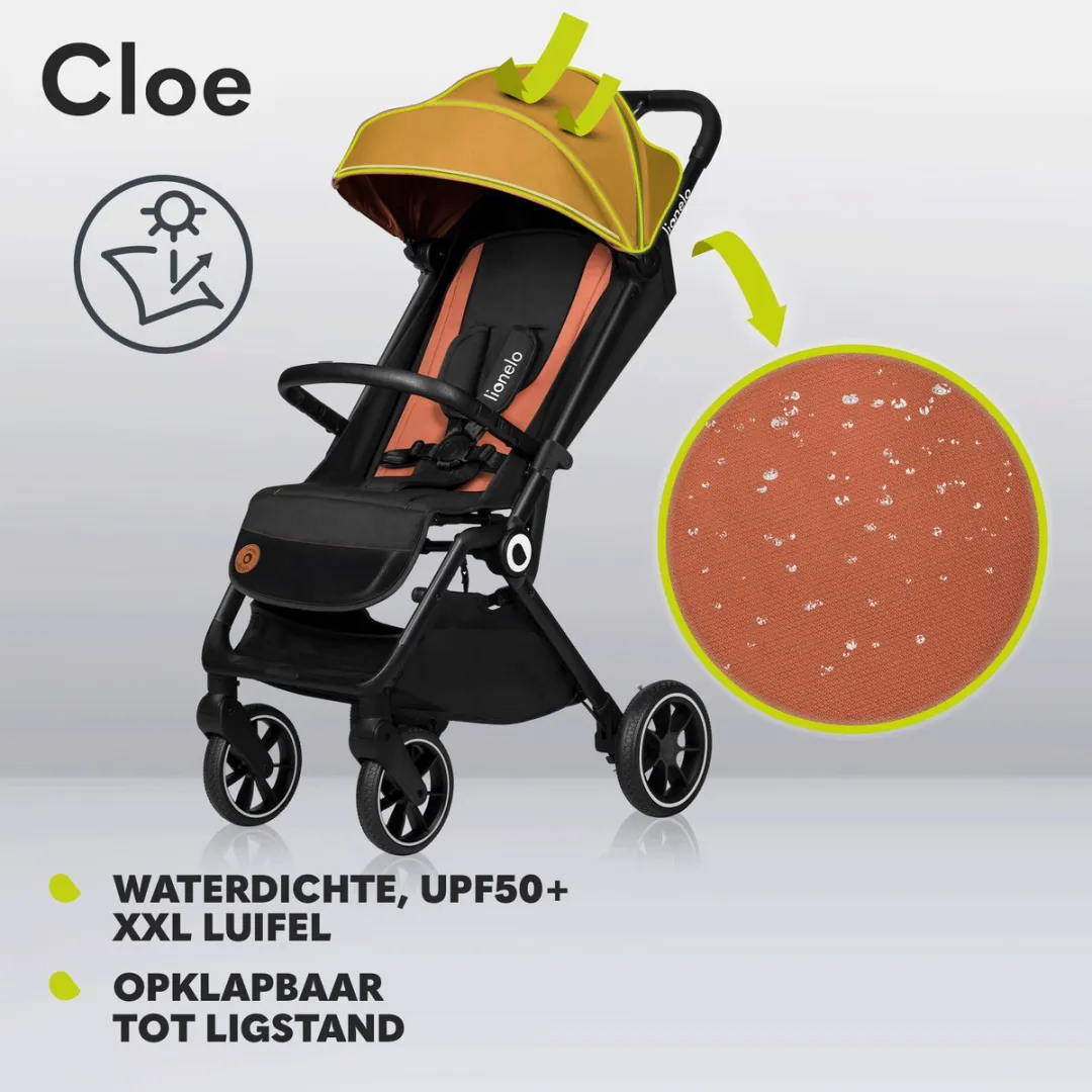 Lionelo Cloe Wandelwagen - Bruin - 360° Wielen - UPF50+