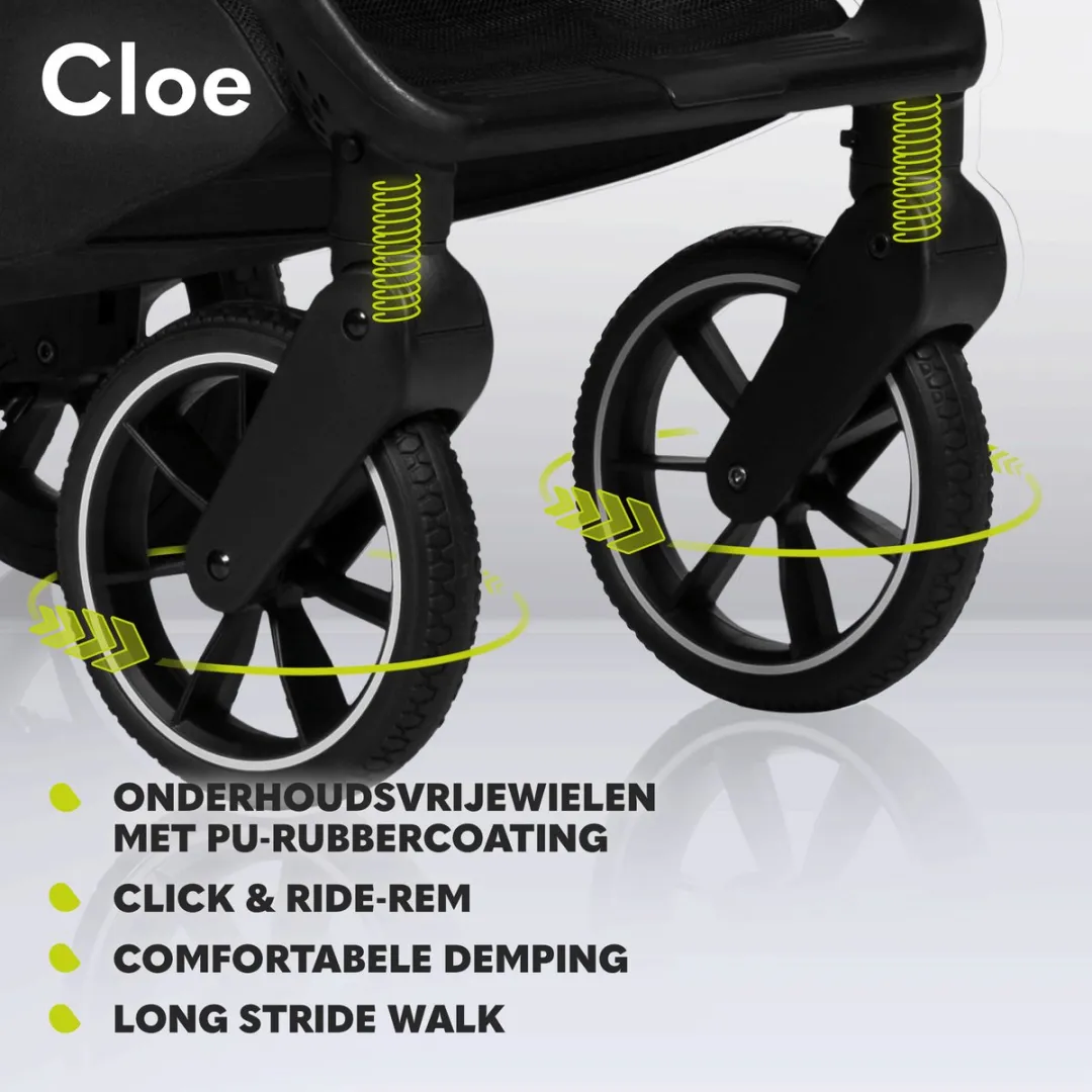 Lionelo Cloe Wandelwagen - Bruin - 360° Wielen - UPF50+