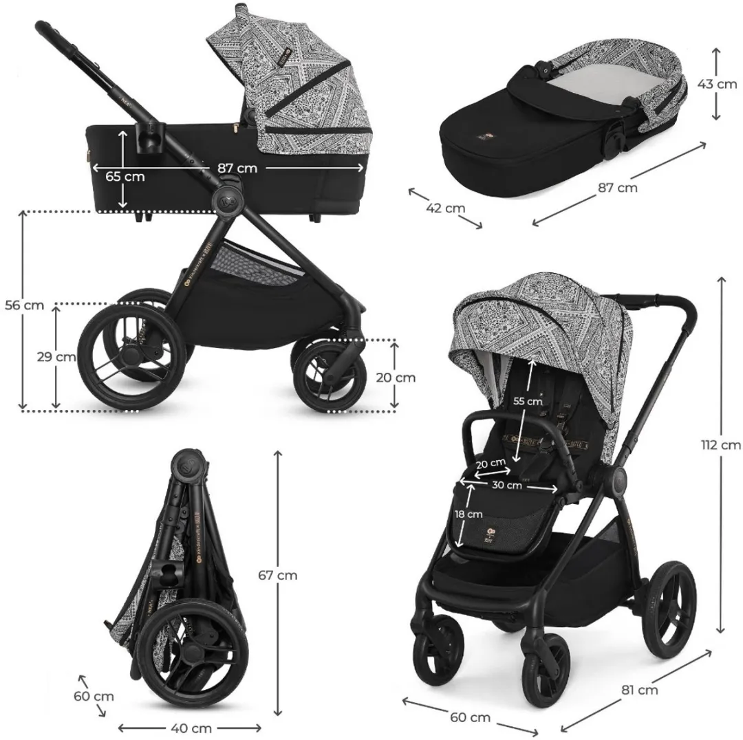 KinderKraft NEA 2 2-in-1 Kinderwagen Reiswieg & Wandelzitje - Lunar Black