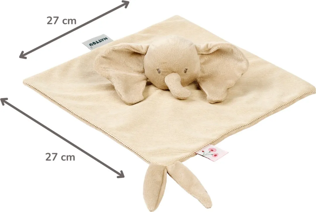 Nattou FanFan Baby Knuffeldoekje Olifant 27x27cm - Zand