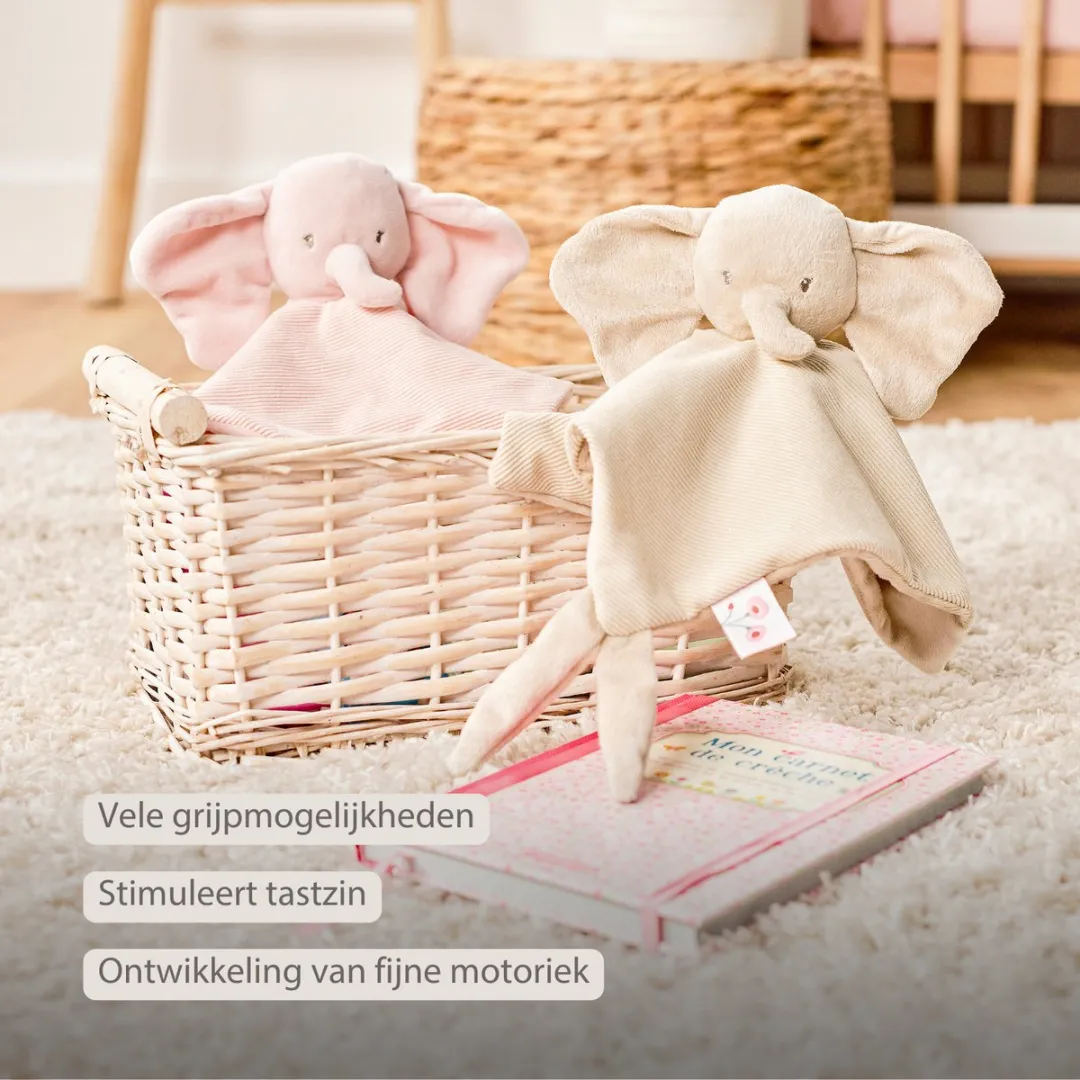 Nattou FanFan Baby Knuffeldoekje Olifant 27x27cm - Zand