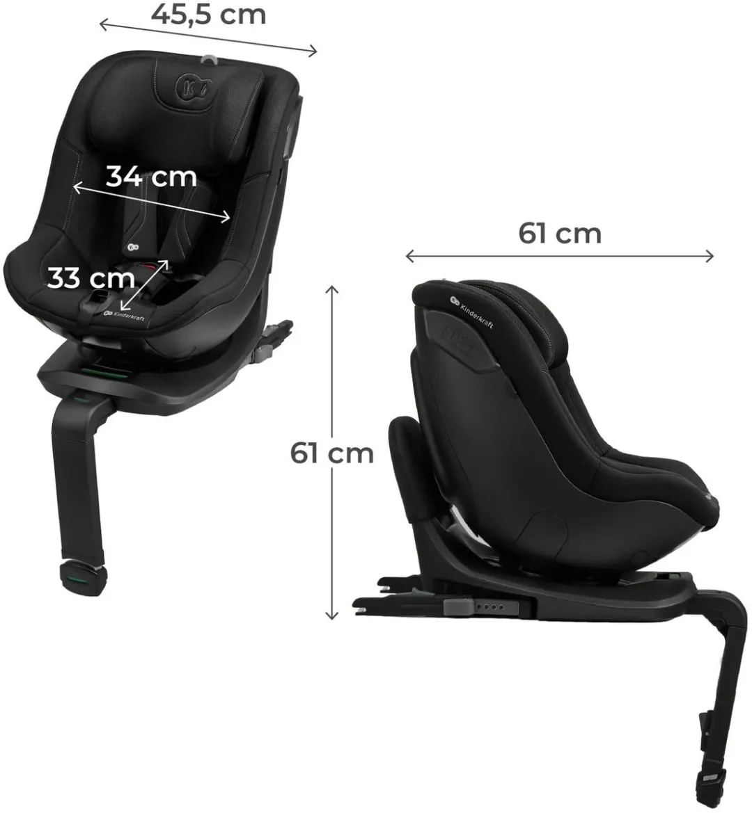 Kinderkraft I-GUARD PRO Autostoel – 61-105 cm – i-Size – Met Isofix – 360° Draaibaar – Zwart