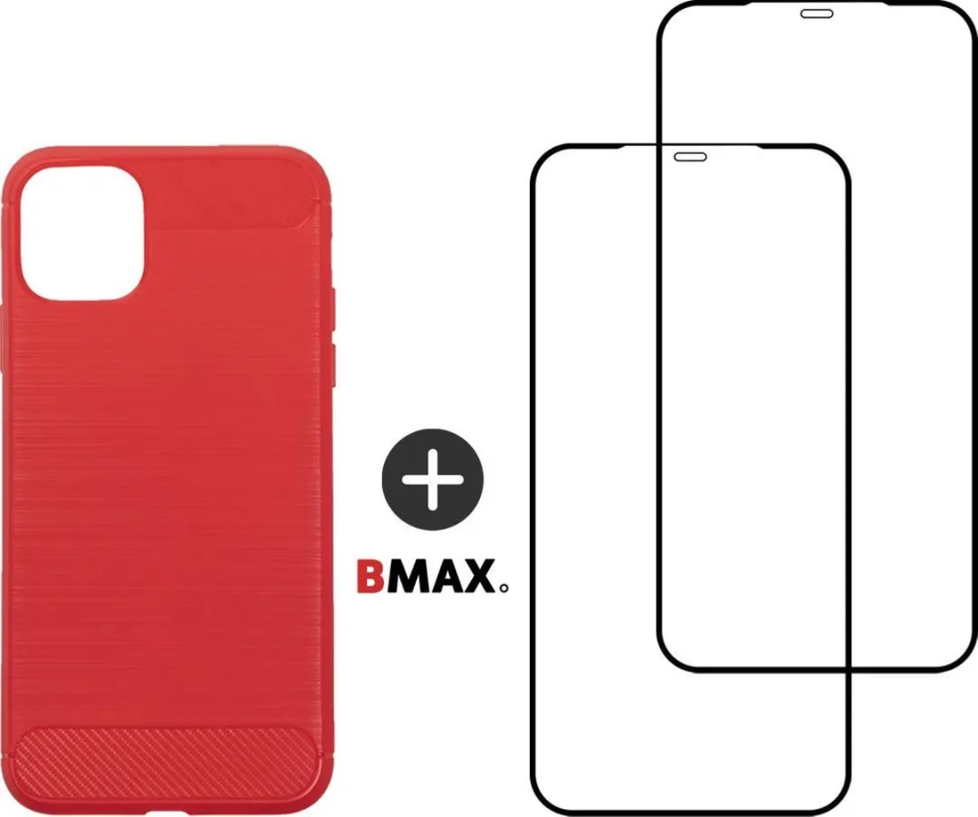 BMAX iPhone 12 Carbon Hoesje Rood