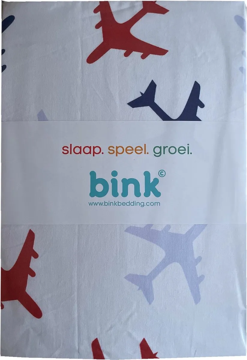 BINK Bedding Planes Dekbedovertrek 135x100cm - Vliegtuigen Motief - Rood/Blauw/Lichtblauw