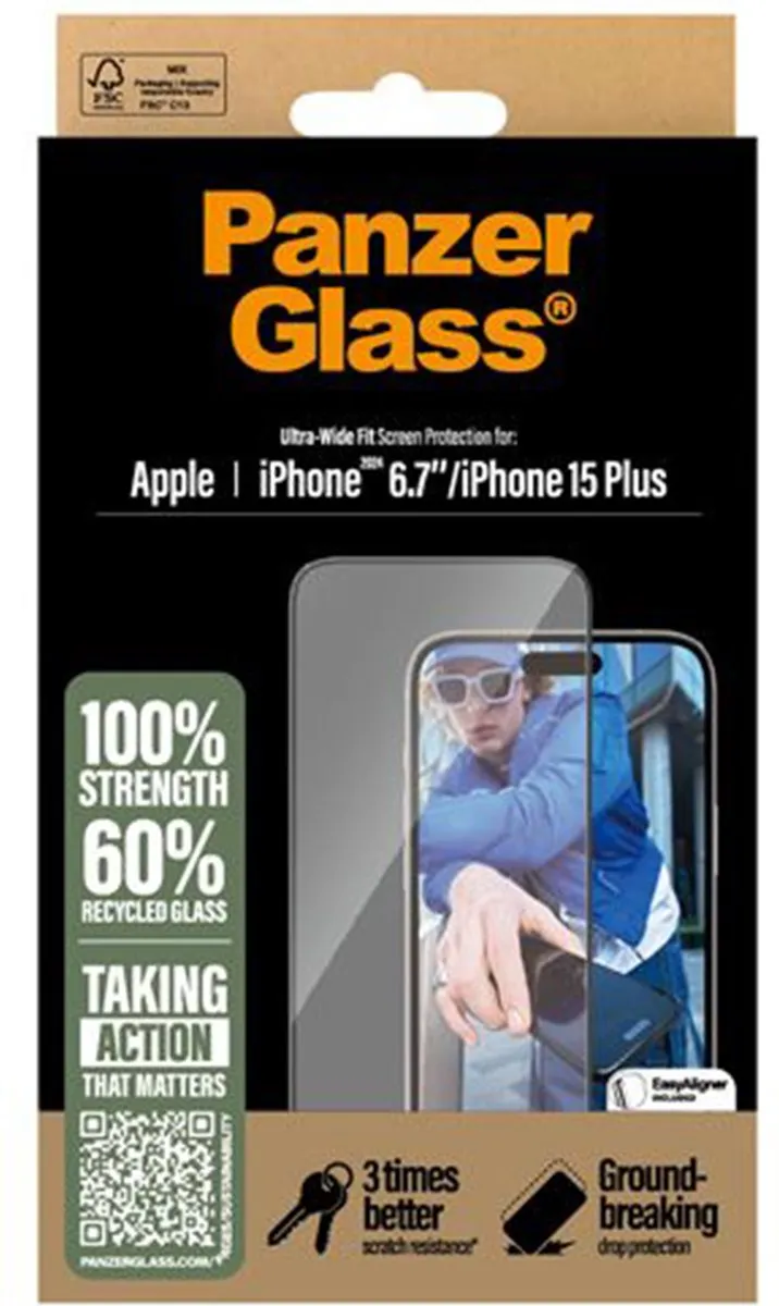 PanzerGlass Ultra-Wide Fit iPhone 16 Plus Schermbeschermer - Case Friendly