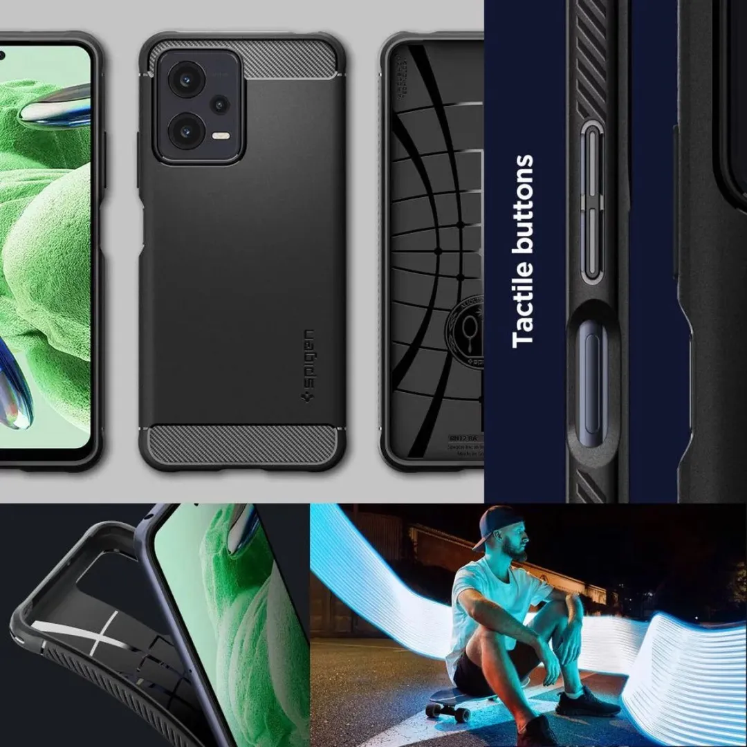 Spigen Rugged Armor ACS05787 Hoesje - Xiaomi Redmi Note 12 5G/Poco X5 - Zwart - afbeelding 6 van 6