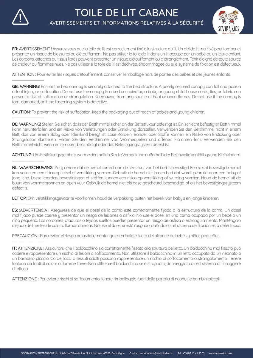 Sevira Kids - Bedhemel cabane katoen - Ecru 130x390 cm