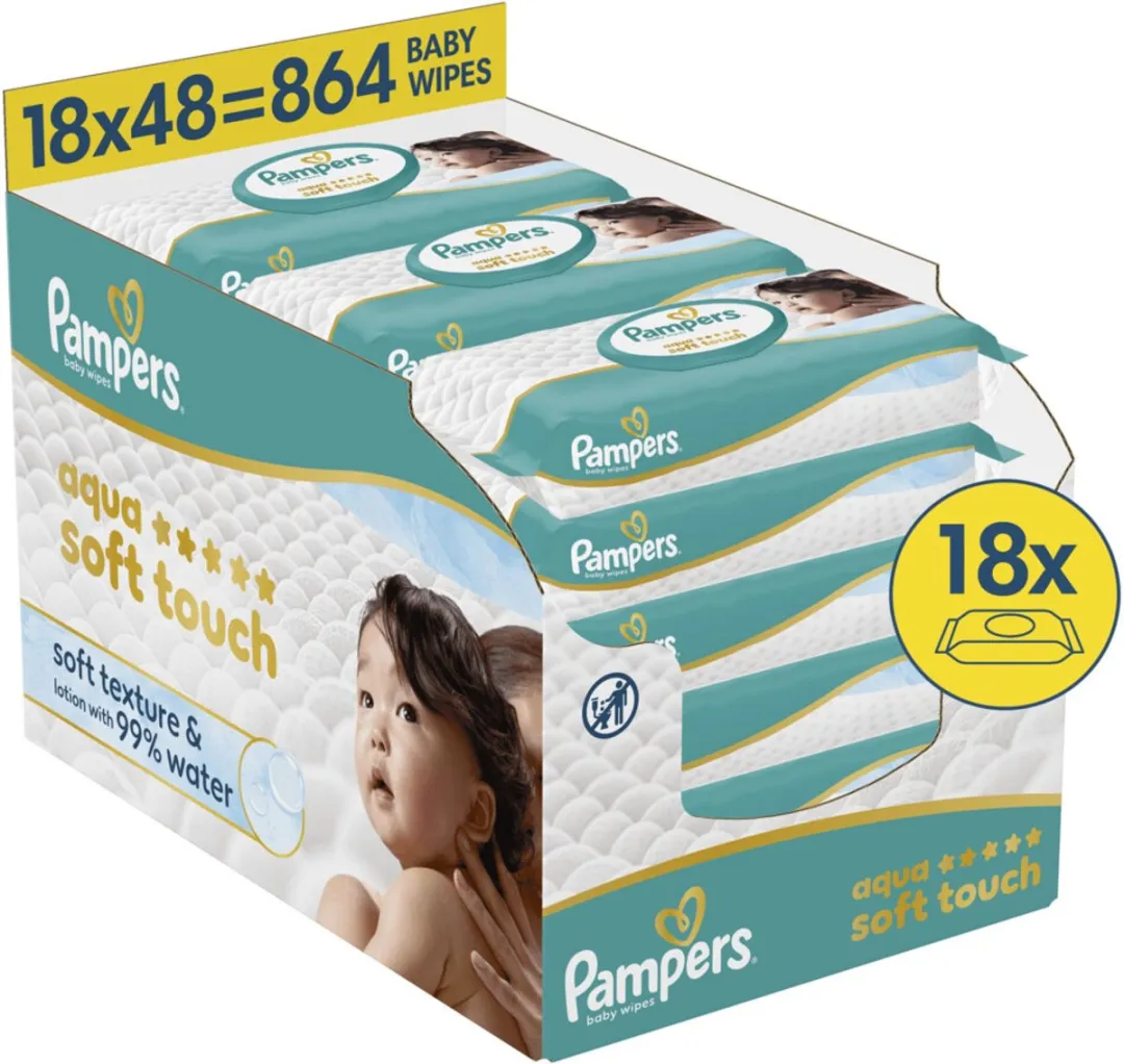Pampers Aqua Soft Touch Billendoekjes 864 Stuks
