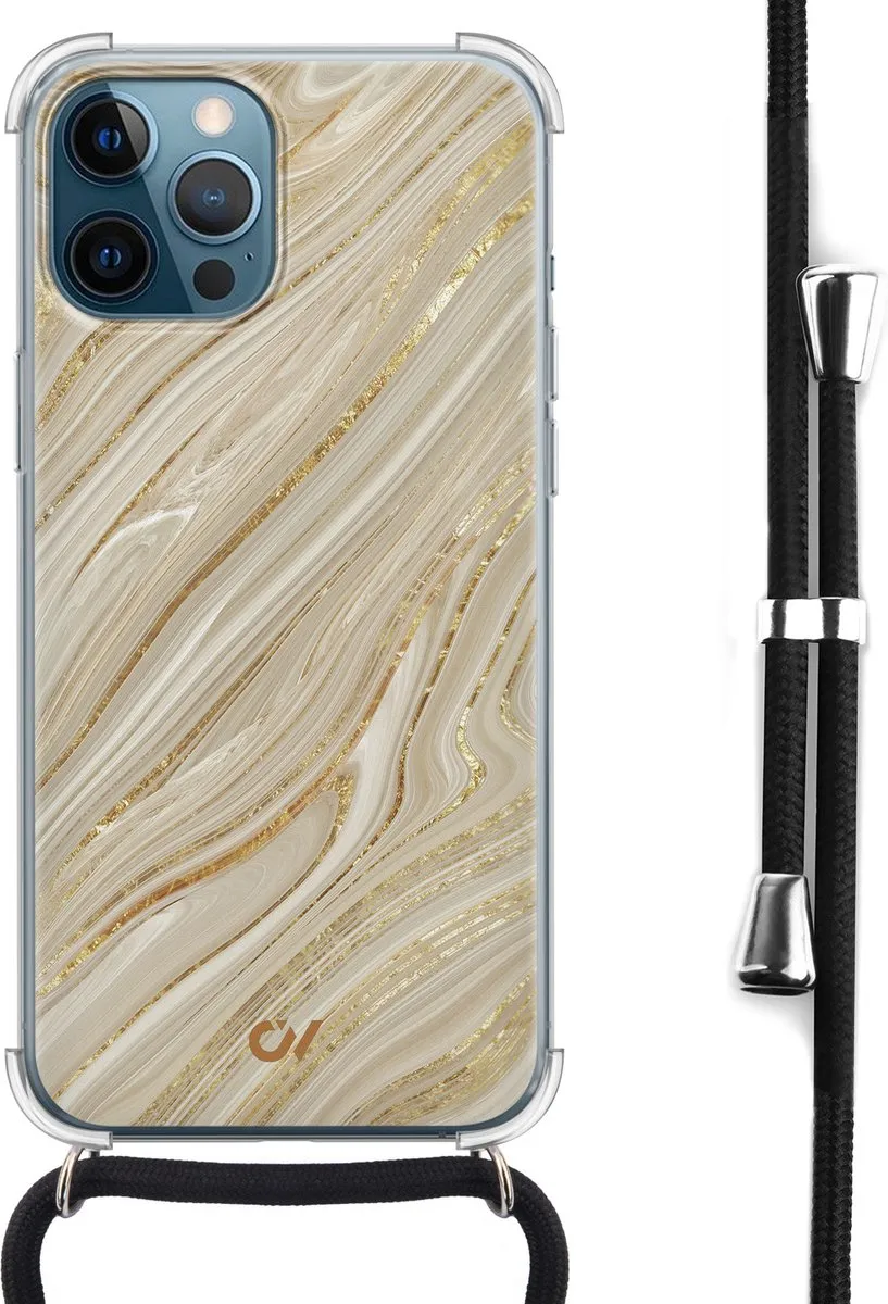 Casevibes Telefoonhoesje iPhone 12 Golden Marble C/12/UV/003