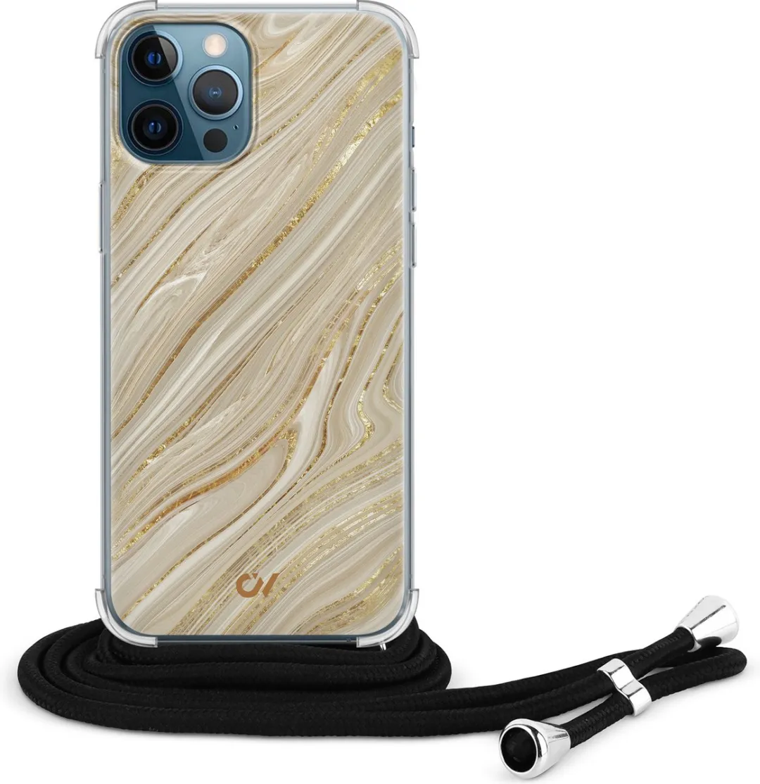 Casevibes Telefoonhoesje iPhone 12 Golden Marble C/12/UV/003