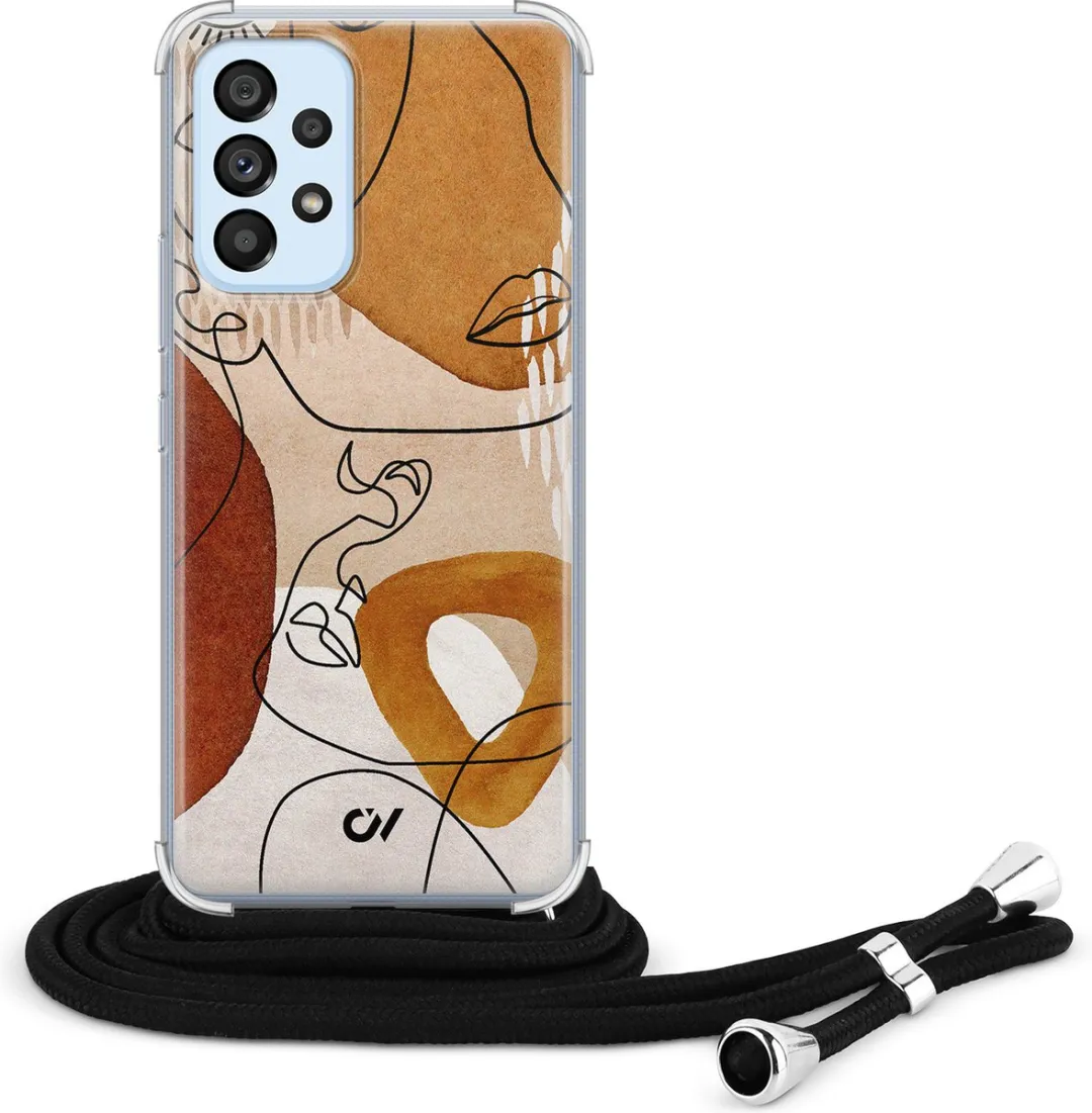 Casevibes Telefoonhoesje Samsung A53 Abstract Shape Faces - Bruin - C/A53/UV/012