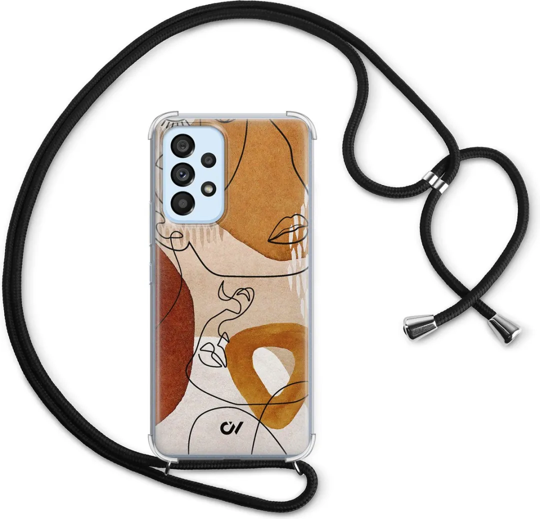 Casevibes Telefoonhoesje Samsung A53 Abstract Shape Faces - Bruin - C/A53/UV/012