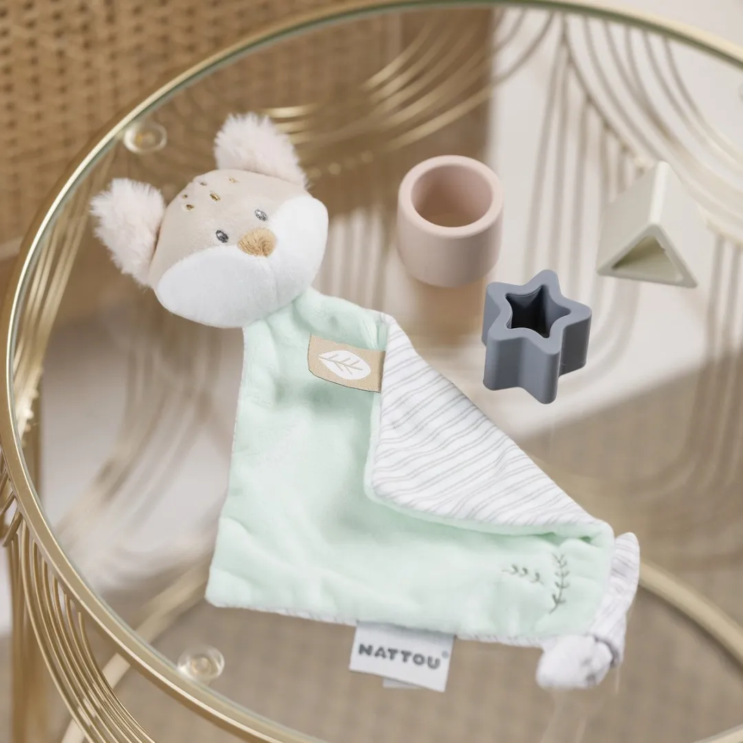 Nattou FLO ERNEST & OLI Mini Knuffeldoekje Vos 19cm - Munt Groen