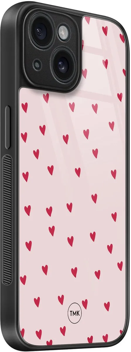 Casevibes iPhone 15 Hoesje Roze - Cute Hearts - TPU Glossy