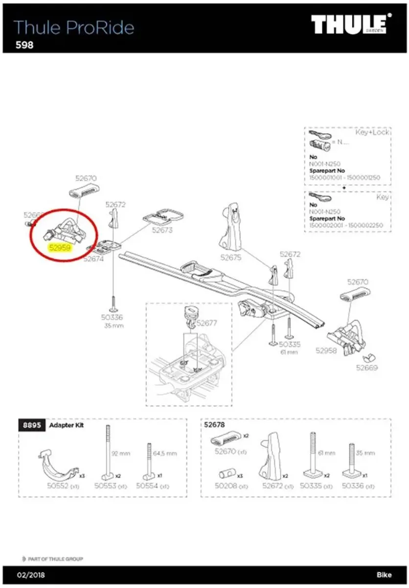 Thule Rear Wheel Support Proride 598 V19 Reserveonderdeel
