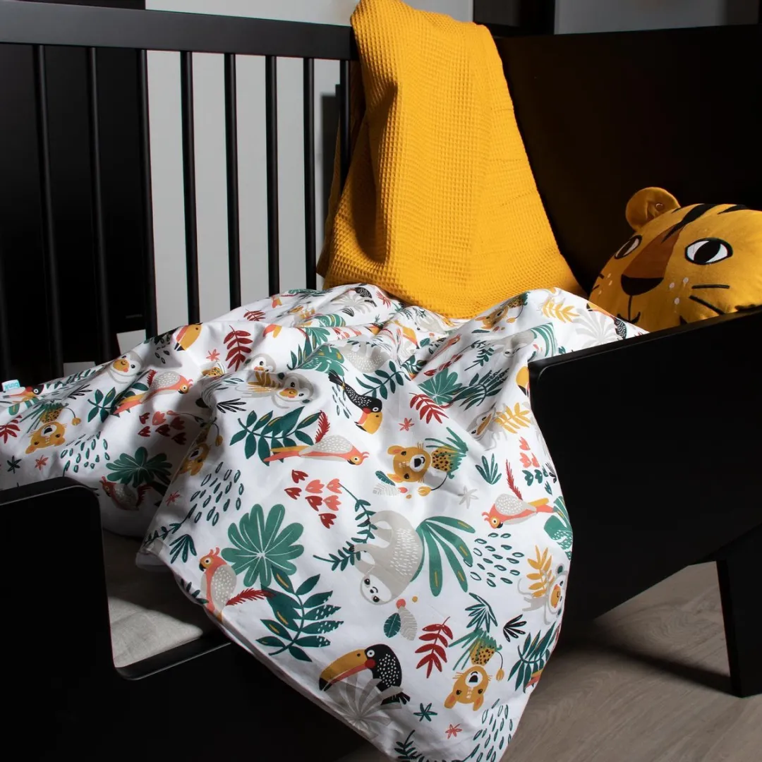 BINK Bedding Zoë Dekbedovertrek 135x100cm - Oker/Zwart/Wit/Groen/Grijs