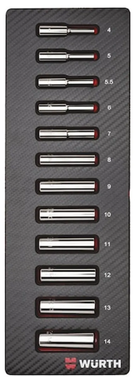 Würth Systeemassortiment 2.4.1 Dopsleutel 1/4" 12-delig - Rood/Zwart/Zilver