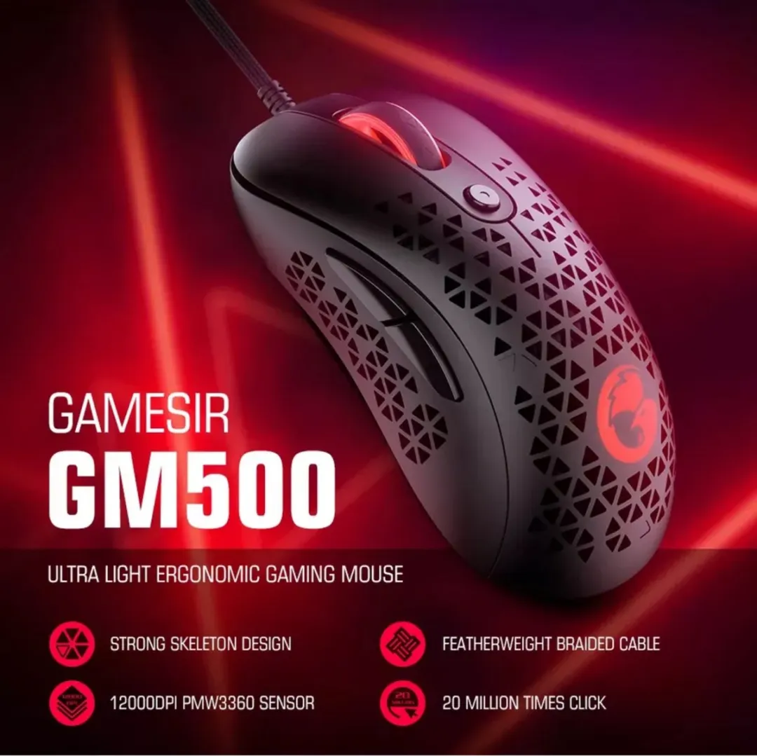 GameSir GM500 - Bedrade Gamingmuis - Ultralicht - PMW3360 Optische Sensor - 12.000 DPI - Mechanische Kailh Schakelaars - 68g
