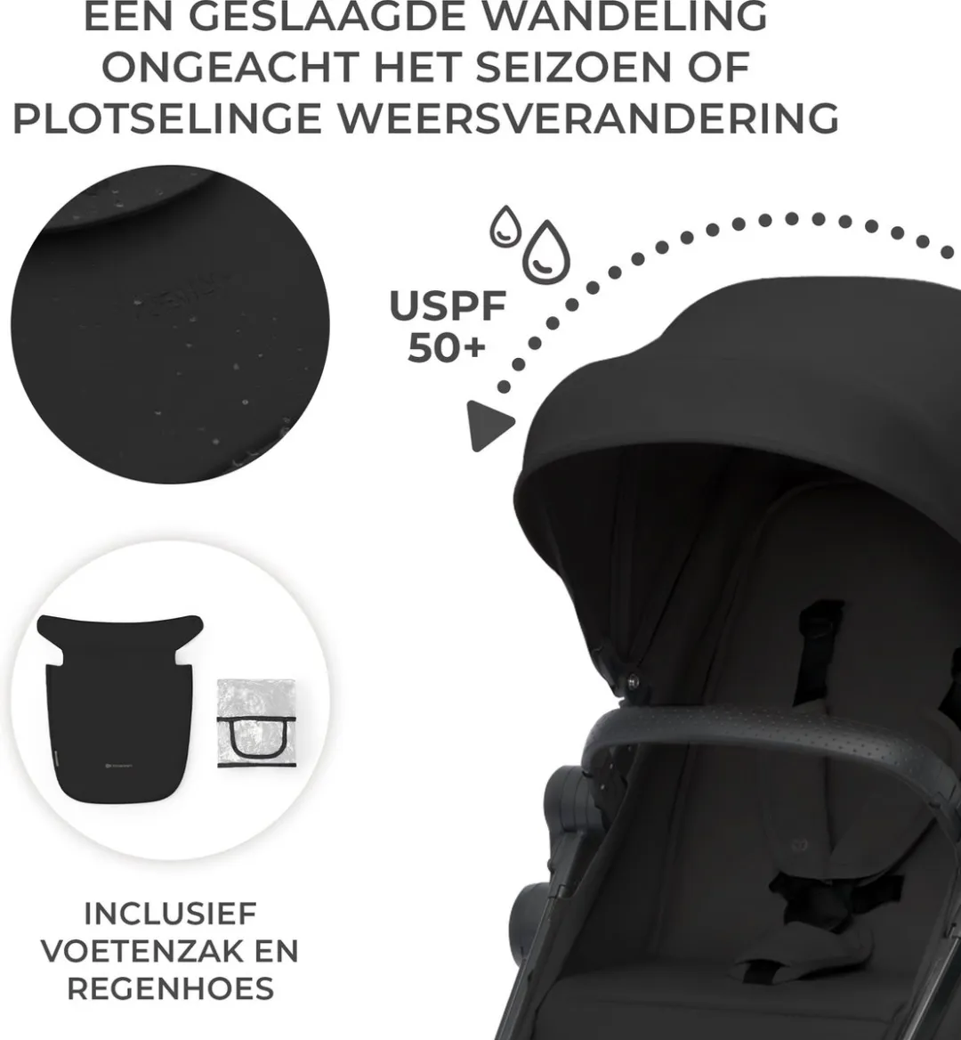 KinderKraft NEWLY Kinderwagenset 4in1 - Autostoel I-size - Zwart
